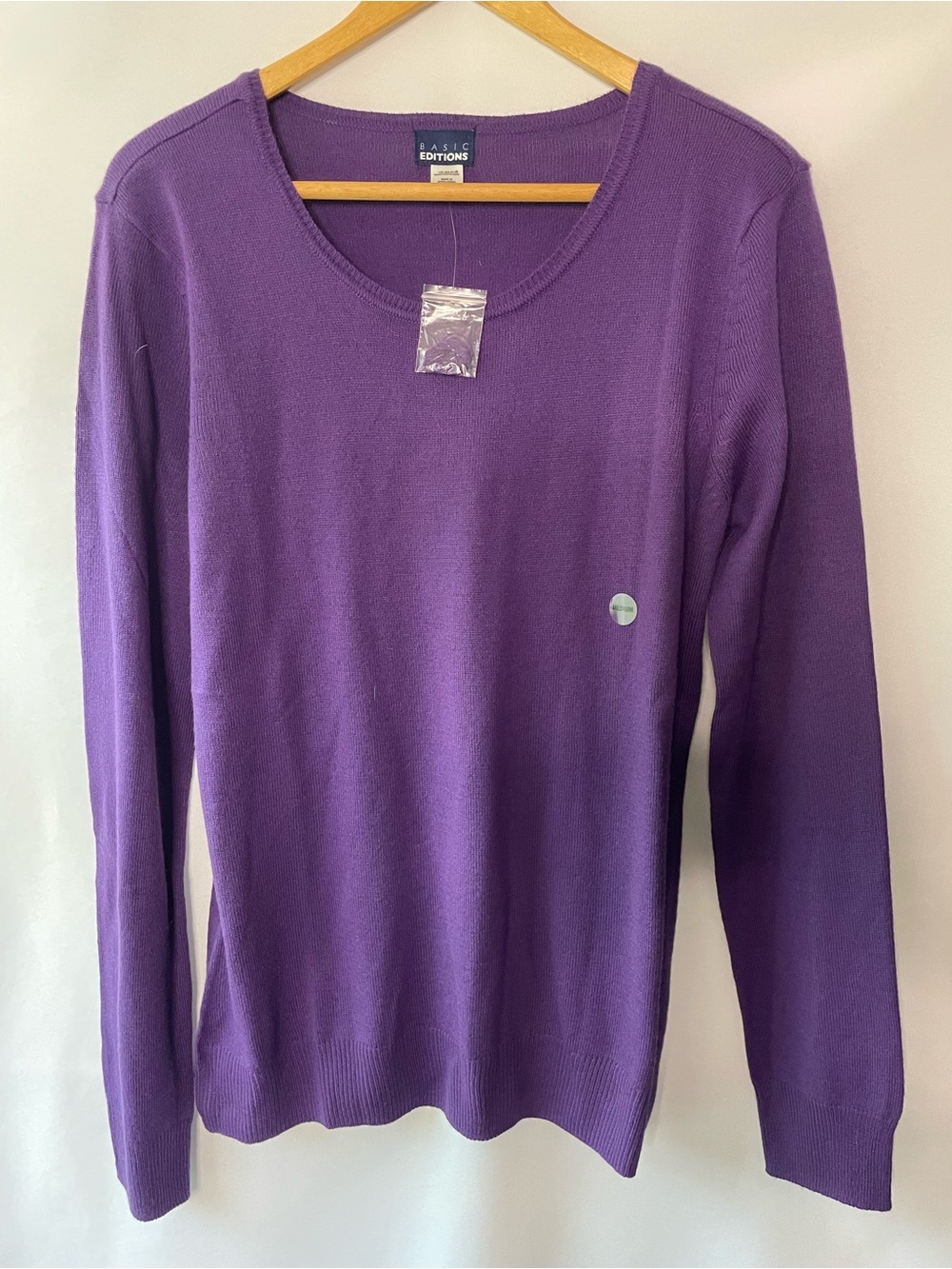 Basic Editions Purple Scoopneck Crew Sweater